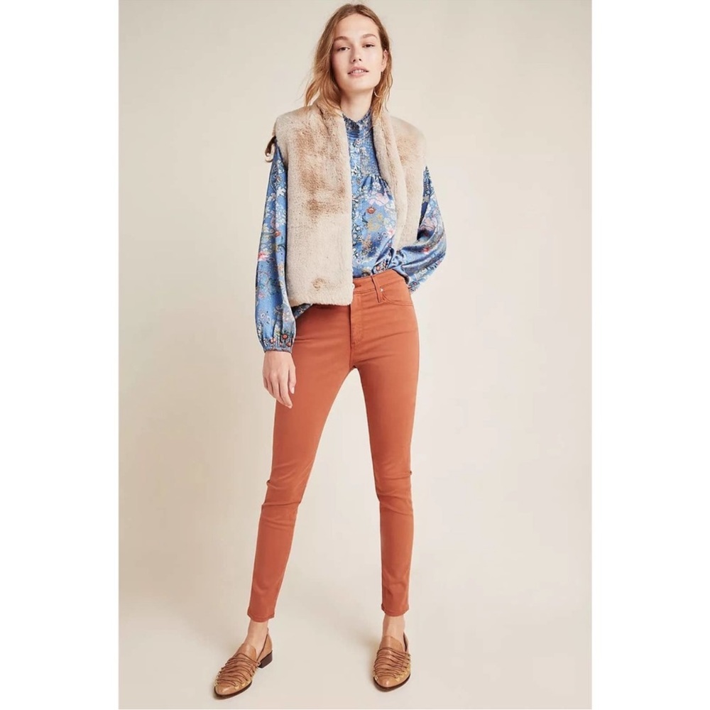AG Farrah High Rise Ankle Skinny Sateen Pants in Brick Dust (27)